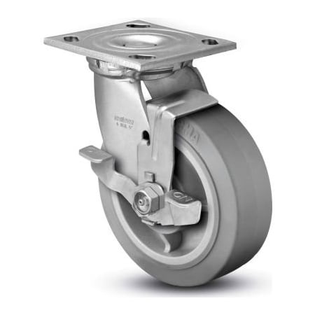 Colson Colson 4 Series Swivel Plate Caster 4.08199.459 BRK7 Rubber Top Lock Brake 8" Dia. 675 Lb. 4.08199.459 BRK7